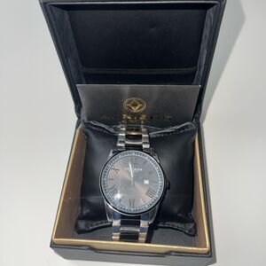 Akribos XXIV AK936TTB Men's Two-Tone Black Dial Stainless Steel Bracelet Watch